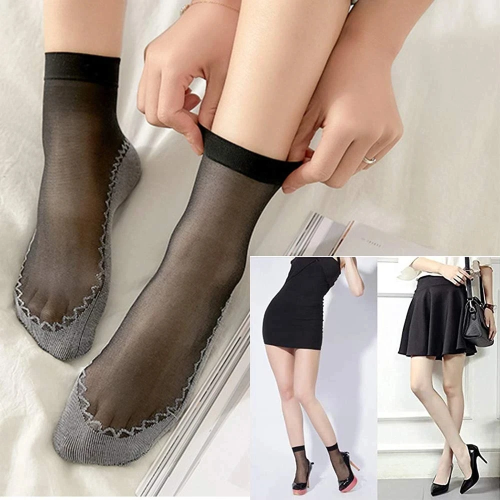 1–30 Paar luxuriöse Socken aus Seidenmischung für Damen, leicht, atmungsaktiv, mit Grip-Punkten, schicke Kontrastnähte, Sommerschuhe – Detail 3