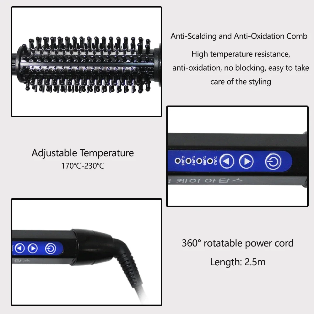Professional Curling Iron 2 In 1 Electric Hair Brush PTC Fast Heating Combs For Women Hair Curlers Roller 18-32cm Comb te
