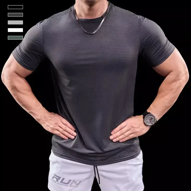 Ice Mesh Hole Men's Sports & Fitness T Shirt - Image 2