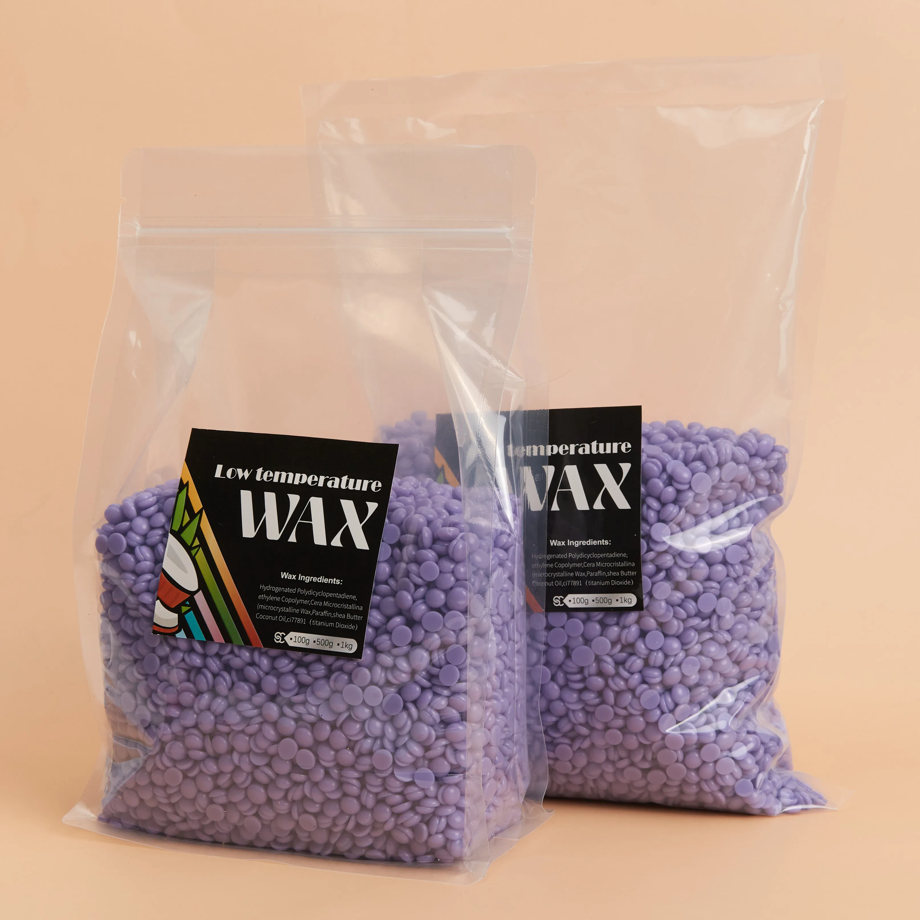 Beauty Spa quality rosin free glitter lavender hard wax bead hypoallergenic wax 1kg 1000g 2.2LB 2.2pound