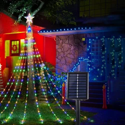 Pentagram Solar-Powered Waterproof String Lights - 8 Mode LED Fairy Lamps for Holiday and Outdoor Decor (Multicolor)