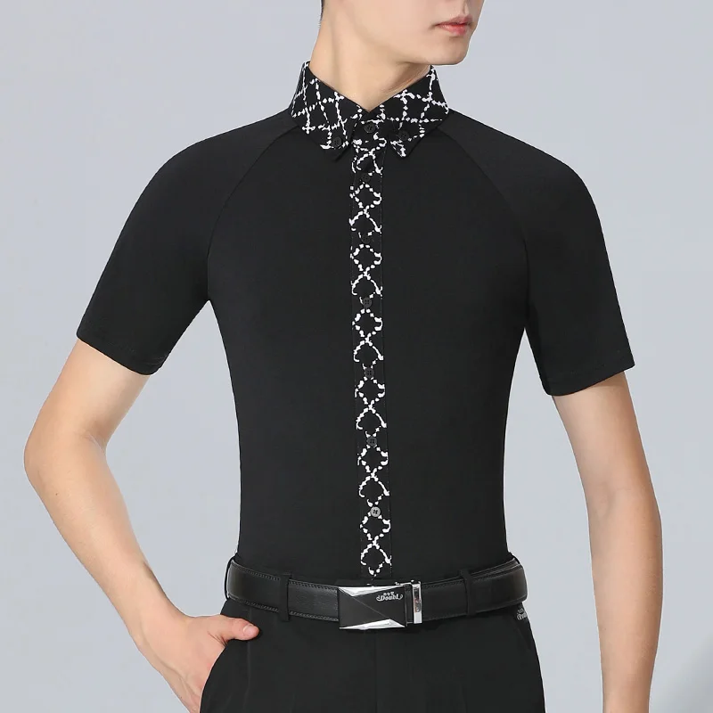 

2023 Man Latin Dance Garment Dance Waltz Ballroom Dance Garment Performance Latin Man Shirts Garment Top