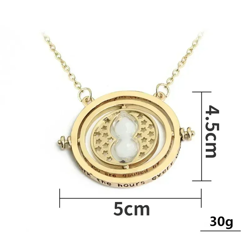 Harries Potters Time Converter Necklace Wand Time Turner Hourglass Snitch Pendant Triangle Necklace Friend's Birthday Gift rose necklace