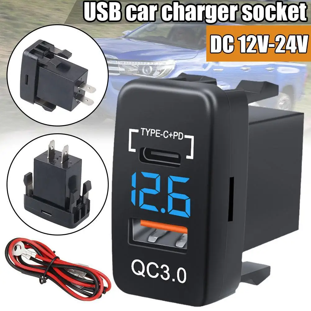 

Автомобильное зарядное устройство с двумя портами USB C PD, быстрая зарядка телефона QC3.0, автомобильный адаптер для телефона 12 В, стандартное зарядное устройство для Toyota