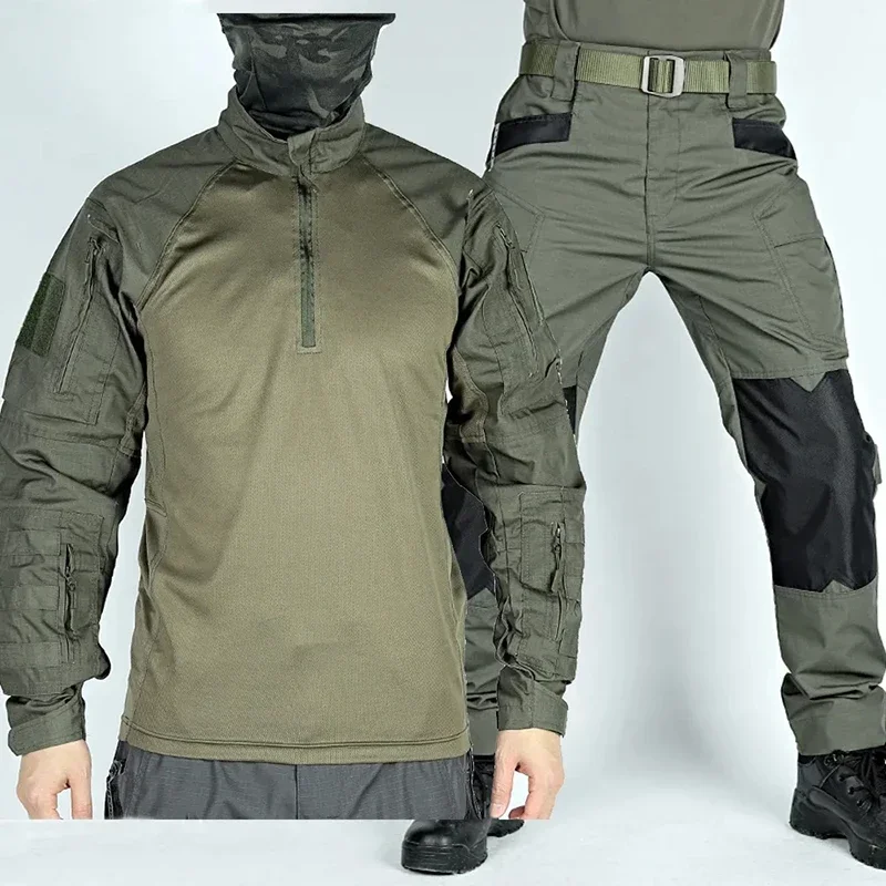 Tactical Suit Ghillie Suit Tactical Shirt Combat Uniform Tactical Frog Suit Men Sports Clothes Hunting Outdoor 2 Pieces Sets Training Camouflage Shirts Uniform Pants