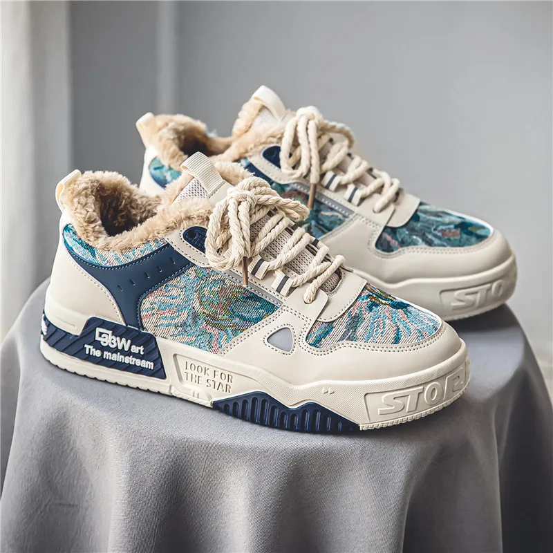 

Damyuan New Men Winter Shoes Casual Sneakers Plush Warm Lightweight Sport Shoes Classical Mesh Breathable Casual Footwear