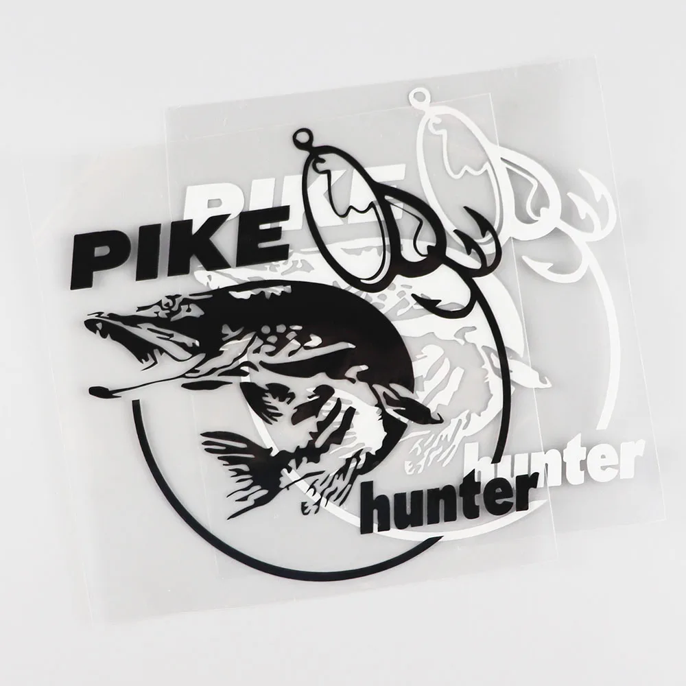 YJZT Fashion Pike Hunter Fish Animal Car Stickers Vinyl Decal Decor