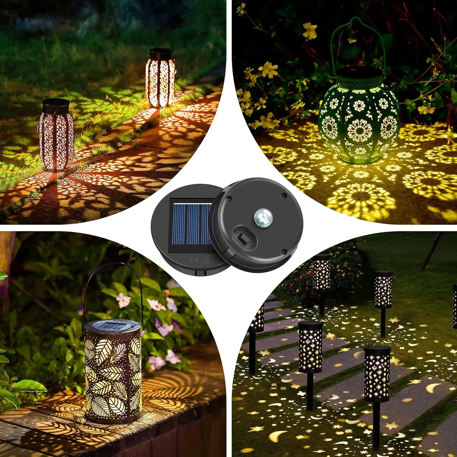 1-8PCS Solar Laterne Ersatzteile Outdoor Hohl Projektion Laterne Elektronische Zubehör Geeignet für Outdoor Hängen – Detail 7