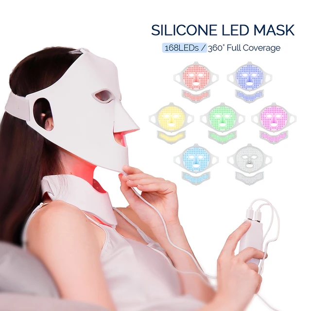 Foreverlily Face Neck Silicone LED Mask 7 Colors LED Light Photon Therapy 3D Flexible Facial Beauty Mask Skin Brighten Skin Care 1