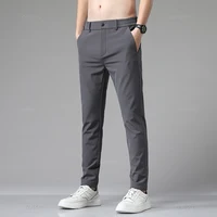 Mingyu Brand Spring Summer Stretch Pants Men Thin Elastic Waist Business Straight Classic Solid Color Black Casual Trouser Male 2