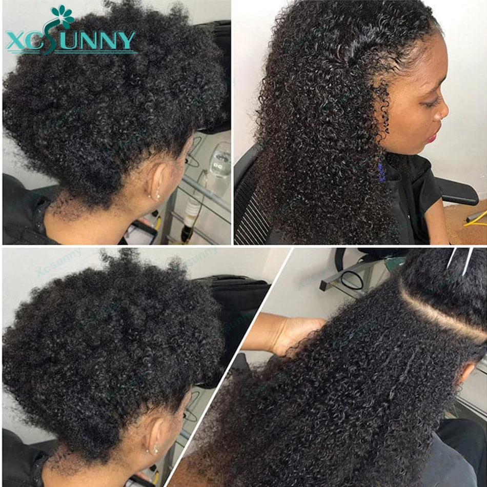 Micro Ring Loop Kinky Curly Extensions  Burmese Microlink Hair Extensions For Black Women 4C Wholesale Micro Loop Curly Hair