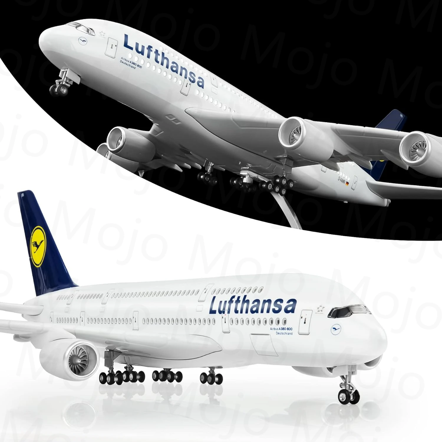 

1:160 Scale 46cm Large Model Airplane Lufthansa A380 Plane Models Diecast Airplanes with LED Light for Collection or Gift