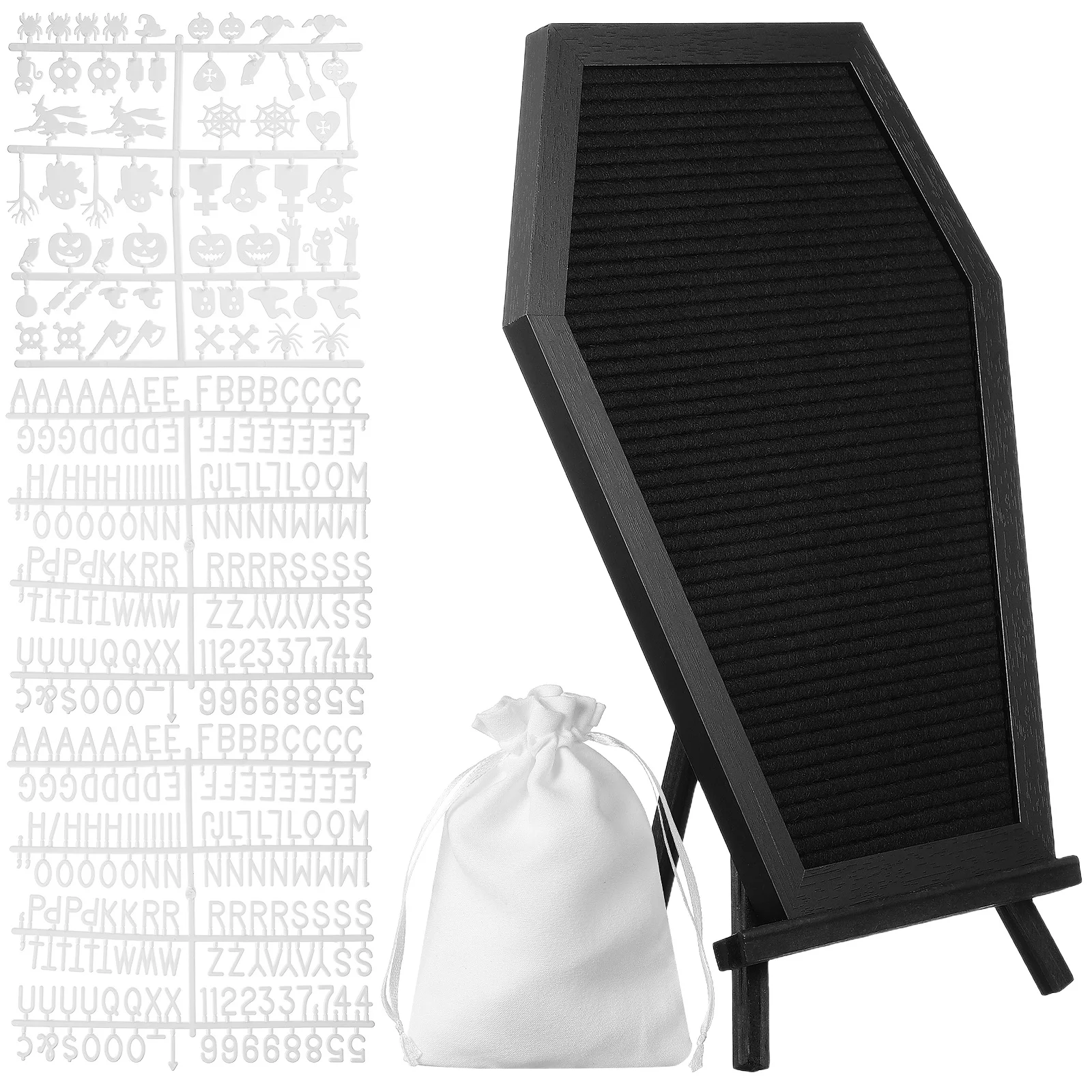 1 Set Coffin Letter Board Halloween Coffin Shape Felt Message Board  Wooden Frame Spooky Decor For Home Office And Party