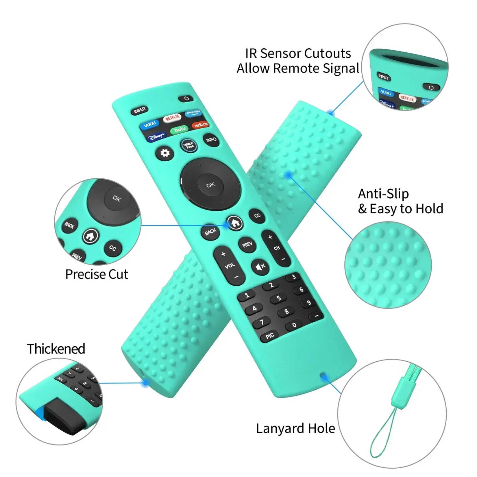 Silicone Remote Case for Vizio XRT140 Smart TV Remote Silicone Protective Sleeve for Vizio XRT140 with Lanyard tv cover 4