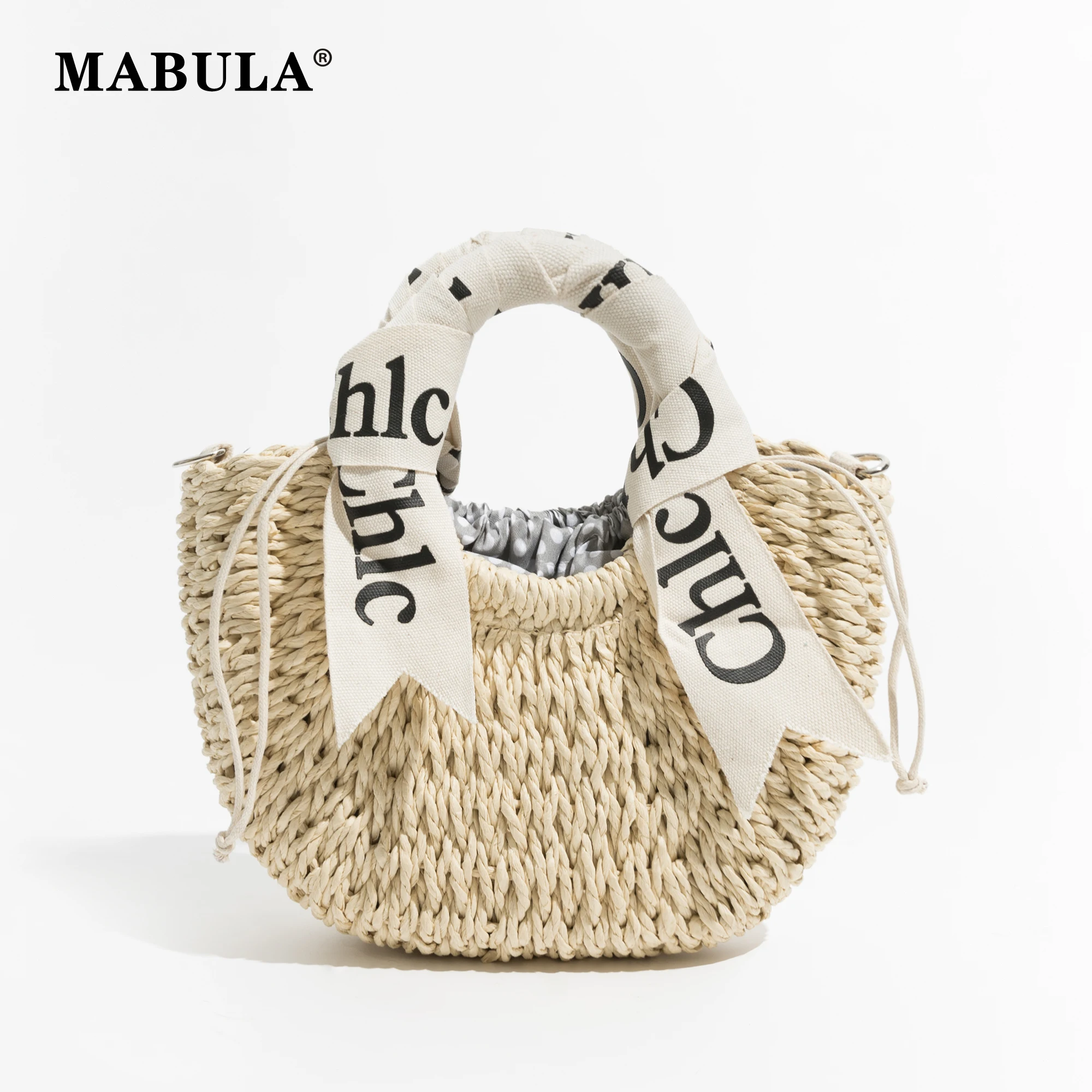 

MABULA Straw Woven Half Moon Women Handbags Simple Design Solid Color Small Tote Bags Fashion Crossbody Bag Phone Purses