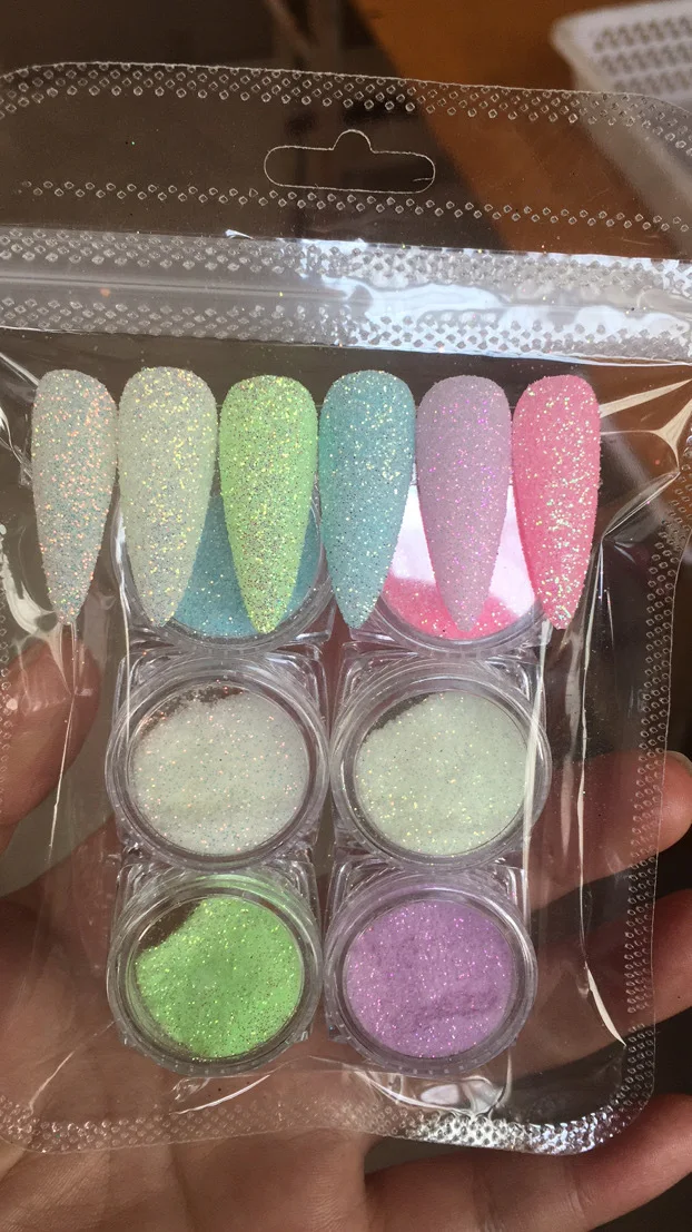 6Pcs Crystal Diamond Powder Nail Glitter Pigment Luminous Manicure Dust  Lasting Glow In The Dark Manicure DIY Nail Decoration - AliExpress