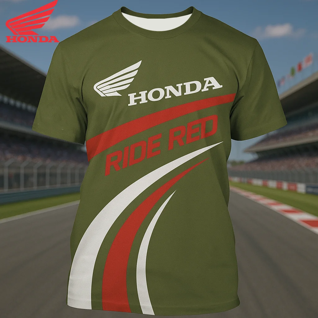 여름 스트릿 스타일 혼다 오토바이 티셔츠 남성 패션 힙합 레이싱 디자인 반팔 티셔츠 데일리 캐주얼웨어