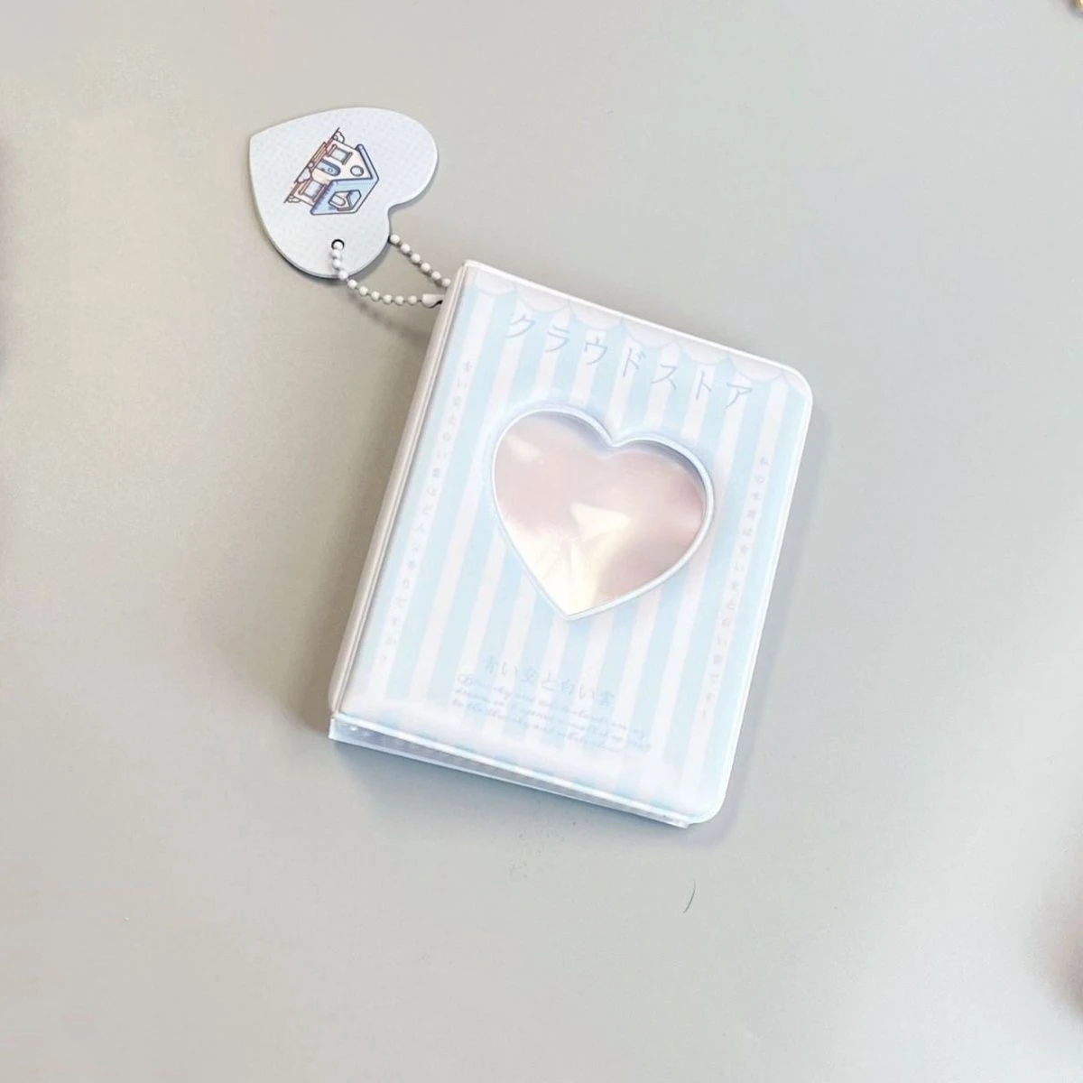 Mini Photo Album 36 Pockets, 3 Inch Kpop Photocard Holder Book Small Photocard Binder, Love Heart Hollowed Out Shape, Blue Pink 4