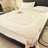 2024 padded thickened lamb wool mattress solid color warm constant temperature mattress machine washable dust protective cover 2