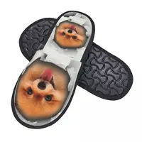 Custom Cute Pomeranian Dog In A Hole Soft Scuff Memory Foam Slippers Women Spitz Puppy Hotel House Shoes 2