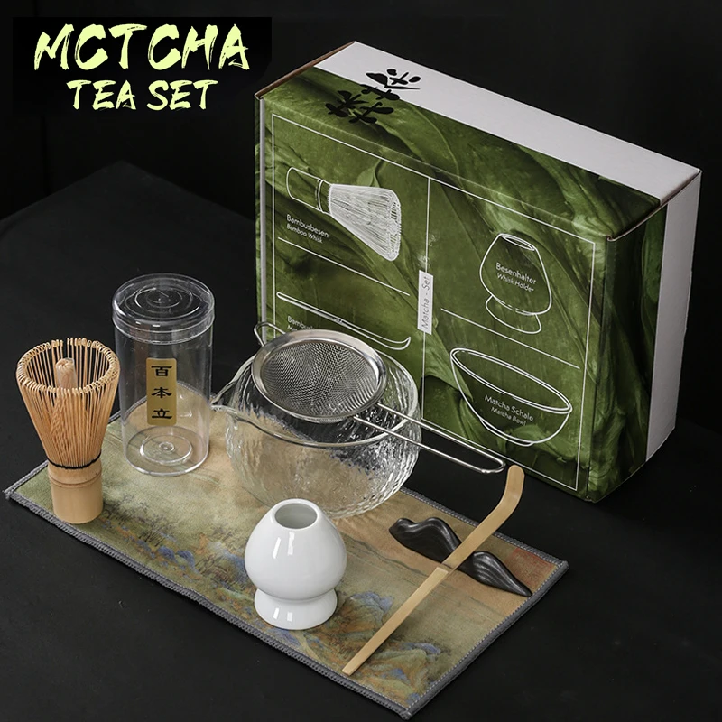 4/7Pcs Matcha Tea Set Bamboo Frusta Scoop Glass Matcha Bowl Strumenti Tradizionali Per La Preparazione Del Tè Fatti A Mano Per Interni Kit Matcha Giap