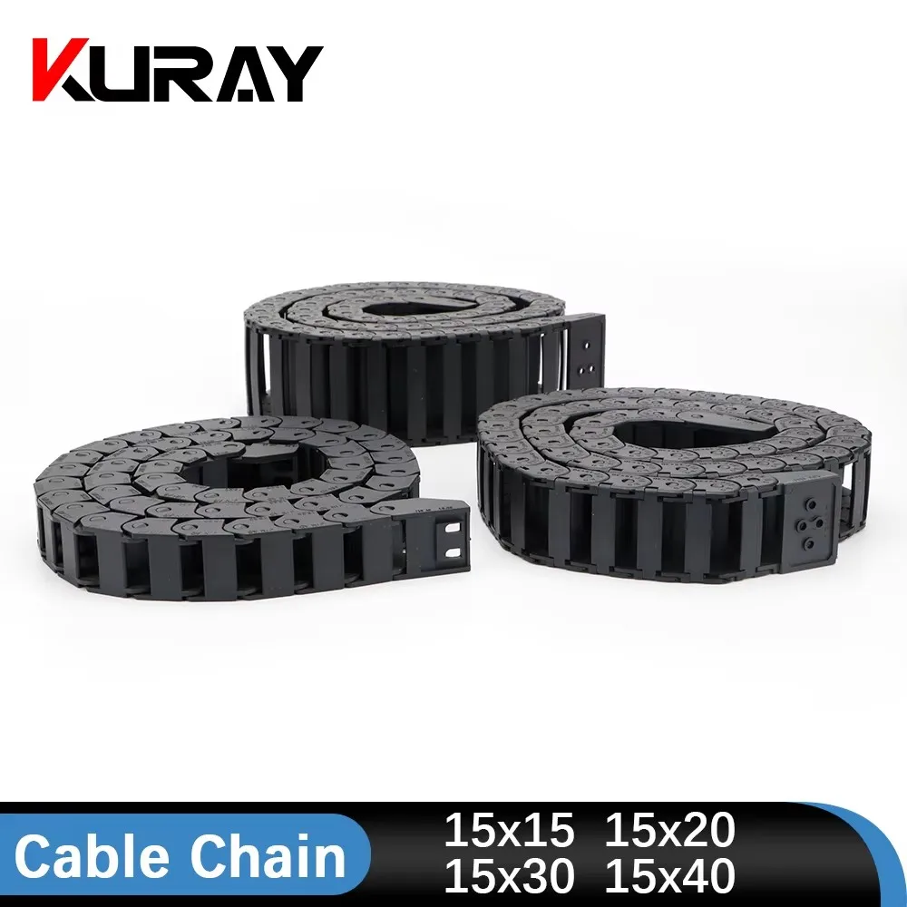 Kuray Cable Chain 15*15 15*20 15*30 15*40 15*50mm Semi-Enclosed Interior Opening Wire Transmission Carrier Plastic Drag Towline