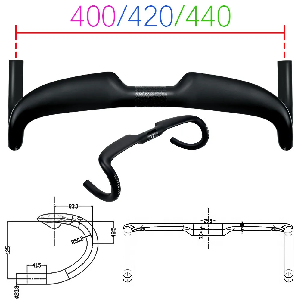 BALUGOE Full Internal Wiring Professional Competition Grade Competitive All Carbon Fiber Handle Road Bike Handle Black