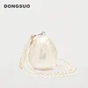 Women Acrylic egg bag cute pearl Evening Clutch Bag with beaded strap For Wedding Party Luxury purse And Handbag Designer