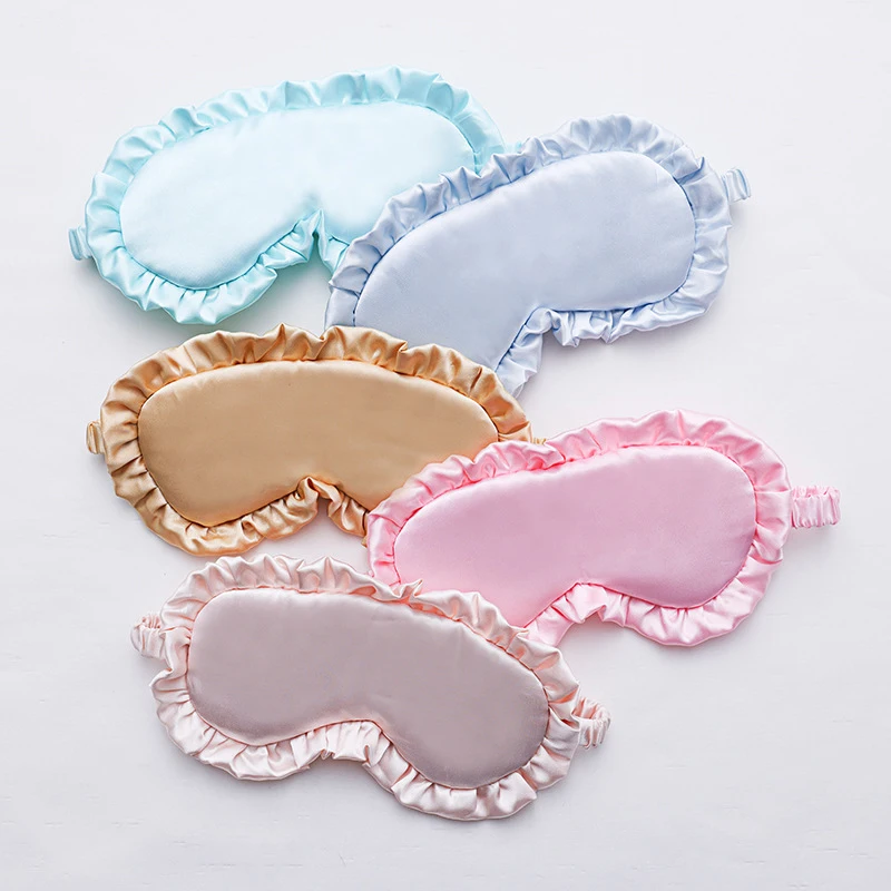 1pcs Silk Ruffle Sleep Eye Mask Eye Protection Travel Soft Sleeping Shading Eye Covers Multicolor Eye Patches For Woman Man