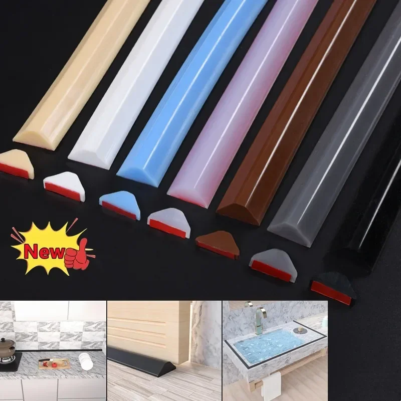 Self-adhesive Bathroom Water Retaining Strip Countertop Water Stopper Bendable Dry Wet Separation Blocker Shower Barrier Dam