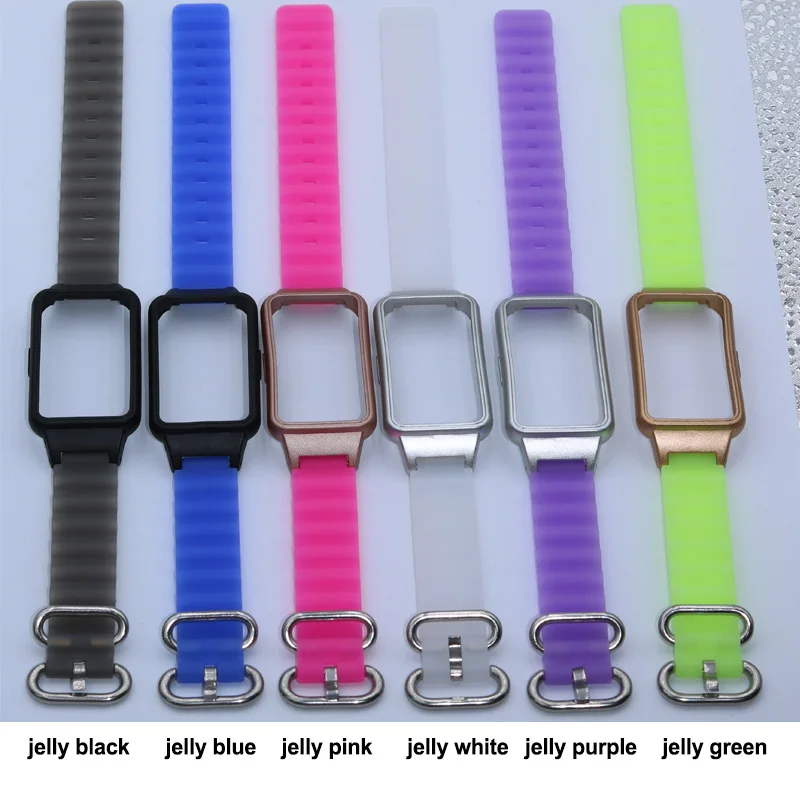 

TPU Silicone Strap Jelly Color Fluorescence Light For Huawei Honor Band 6 7 Brcelet With Case Shell Smart Watch Wristands Belt