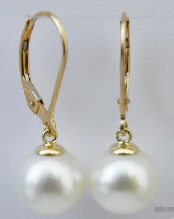 

10-11mm south sea round white pearl earring 14