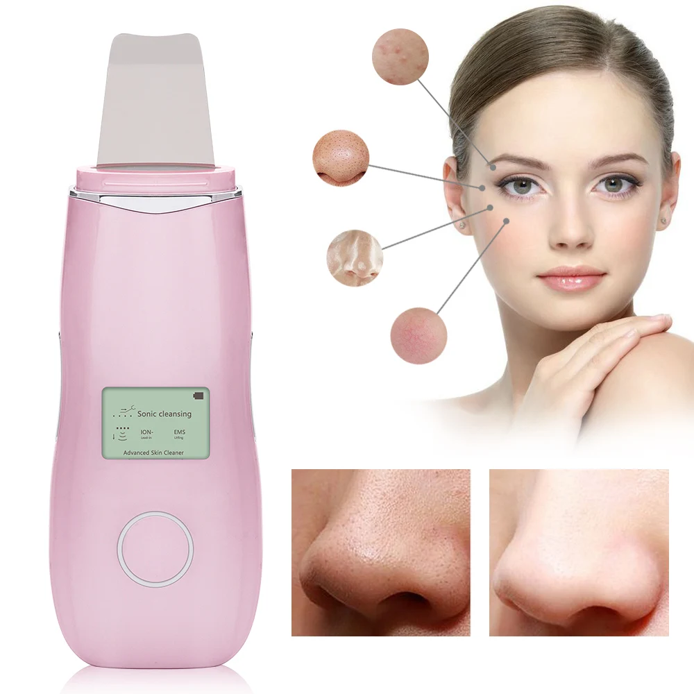 

Pro Ultrasonic Facial Skin Scrubber LCD Screen Ion EMS Therapy Face Rejuvenation Cleaner Blackhead Acne Cleaning Skin Care Tool