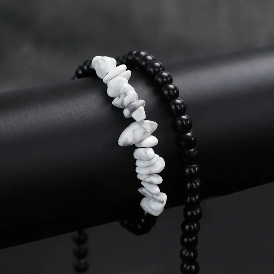 Men Short Necklace with Howlite Tiger Eyes Stone for Meditation