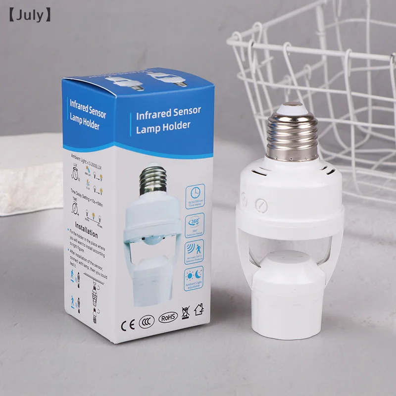 Smart Motion Sensor Light Bulb Holder E27 Socket With PIR Induction Sensor Adapter Lamp Base Converter Automatic LED Switch