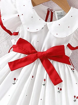 Girls Infant Floral Print Dress Breathable Baby Princess Dress 0-3 Years Cool Short Sleeve Outfit 2