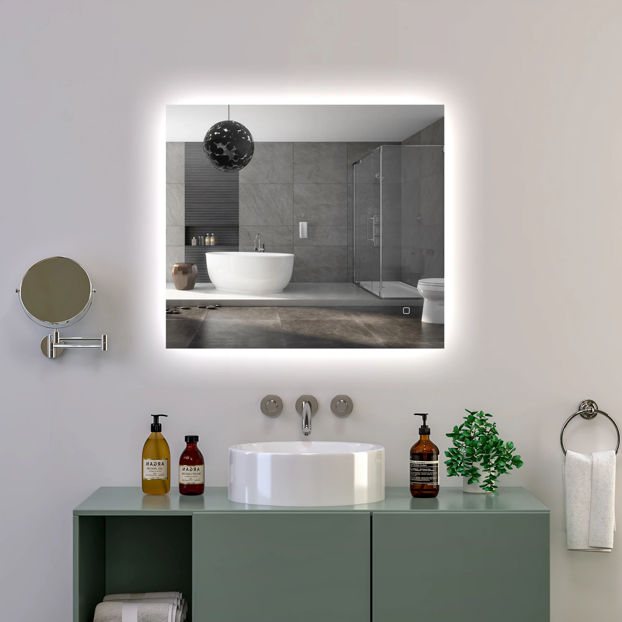 

Manufacture Touch Switch Anti-Fog Rectangle Smart Beauty Wall Bathroom Light Up Mirror