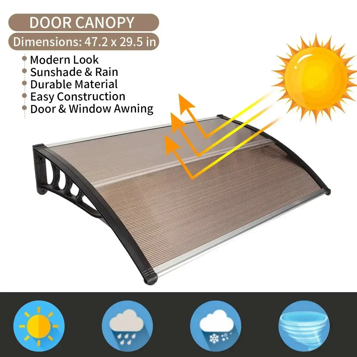 Modern Awning Window Poly Carbonate Cover Front Door Outdoor Patio Gazebos Canopy Sun Shelter Window Eaves Anti UV Rain Cover