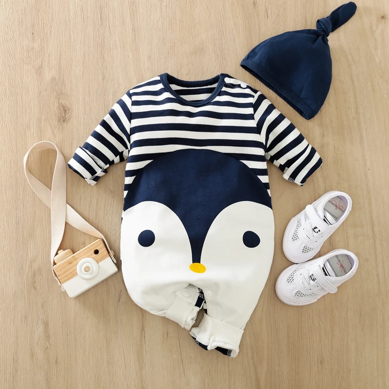 PatPat 2 pcs Spring and Summer Baby Boy Baby Rompers Baby Girl Jumpsuit with Hat Short and Long Sleeve Baby‘s Clothing Cotton baby suit