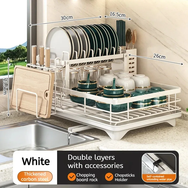 Stainless Steel Adjustable Dish Drying Rack With Drainboard Over Sink Plate Organizer Kitchen Storage Rack