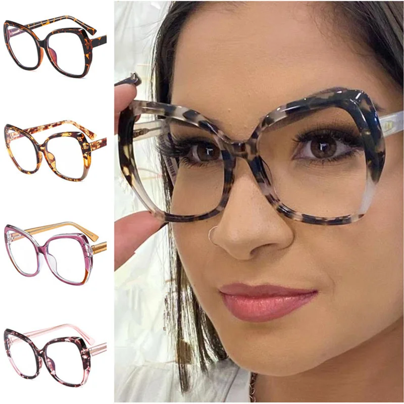 

NEW Anti-Blue Light Glasses Women TR90 Optical Eyeglasses Insert Core Eyewear Patchwork Frame Spectacles Irregular Ornamental