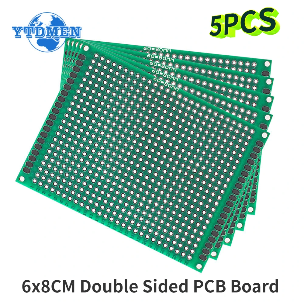 5PCS PCB Board 6X8CM Double Sided Protoboard Universal Circuit Board Green 6*8CM Prototype Board DIY Electronic Kit double sided pcb 2 layer circuit board produce