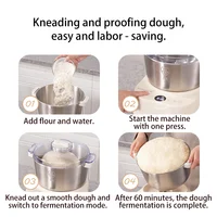 SUNATUR 5л/7л тестомес постоянного тока 250 Вт автоматический электрический бытовой миксер кухонный блендер с ферментором и таймером взбиватель яичного белка — изображение 4