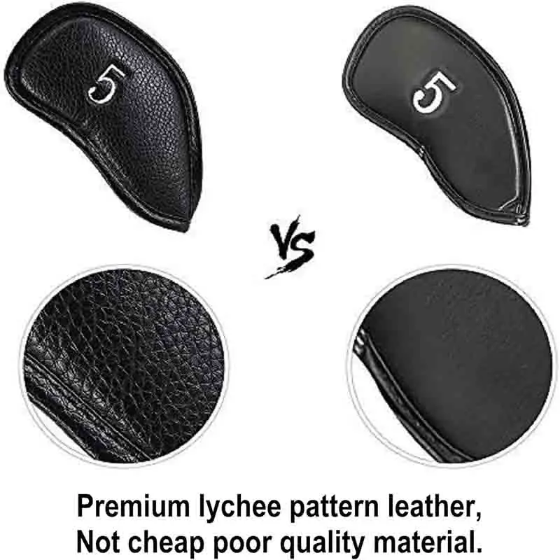 Premium Magnetic Leather Golf Club Head Cover a Set of 11 Pieces Suitable for Most Club Heads Embroidered With Club Labels 4