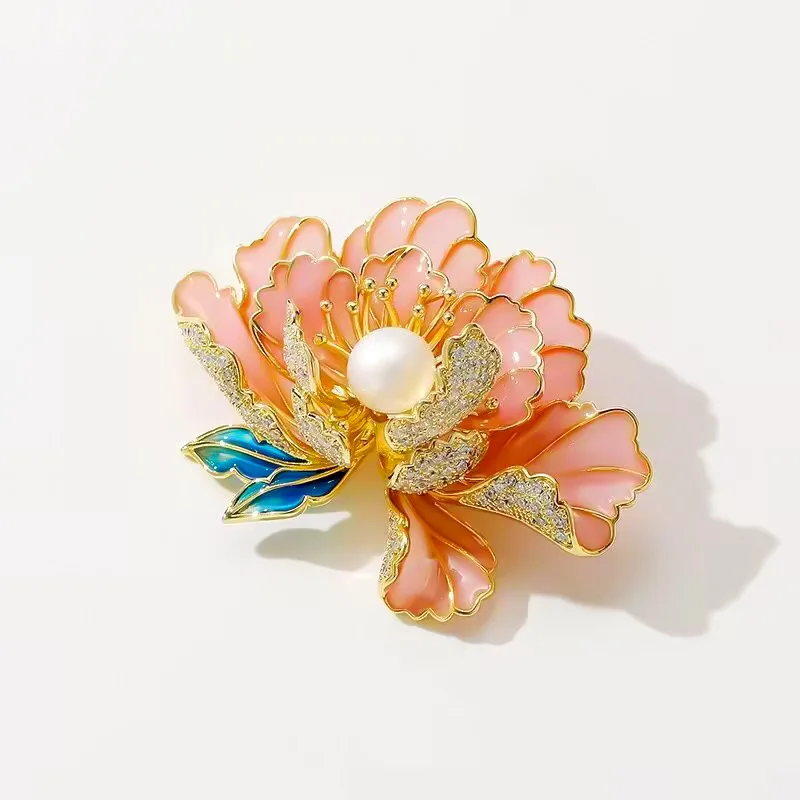 Flowers Bloom Richly, Cultivated Freshwater Pearls, National Style Peony Flower Brooches, Elegant Chinese Style, Hanfu Cheongsam
