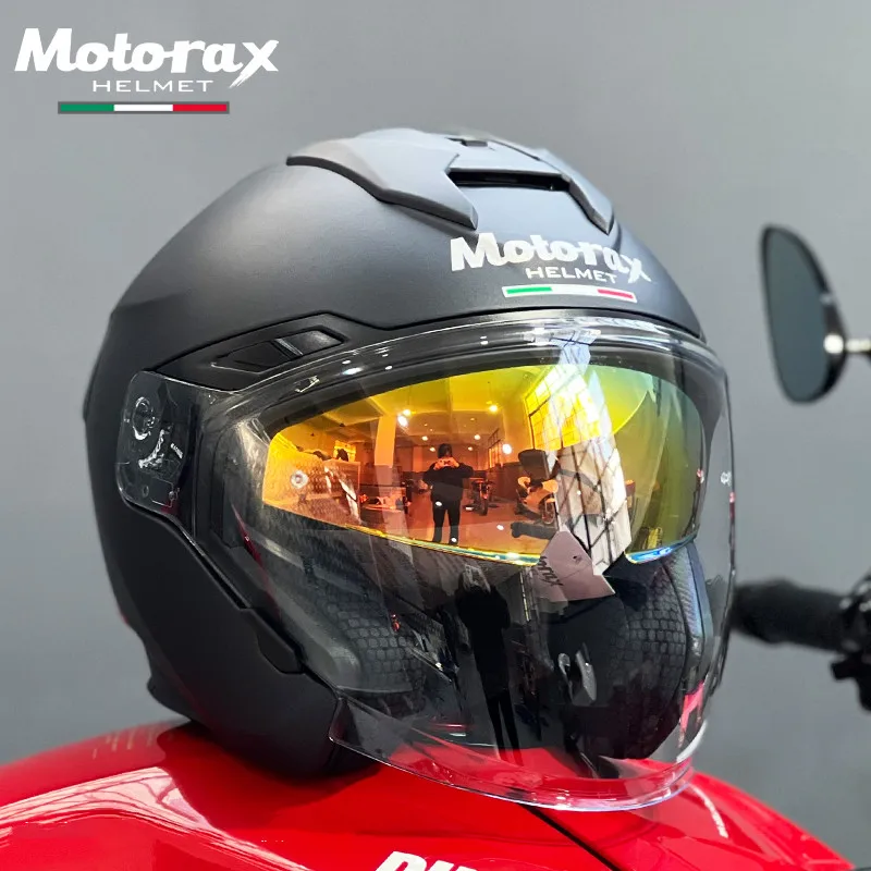 thumbnail image 1 of Casco de motocross de doble lente para hombre y mujer, casco de moto de cara abierta, casco de carreras para turismo, casco con certificación DOT Cascos, 1 of 5