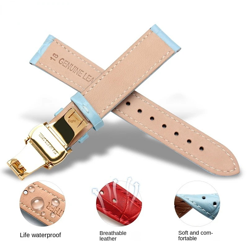 Elegant Multicolor Genuine Leather Strap: Premium Ladies' Watch Band Bracelet Accessories