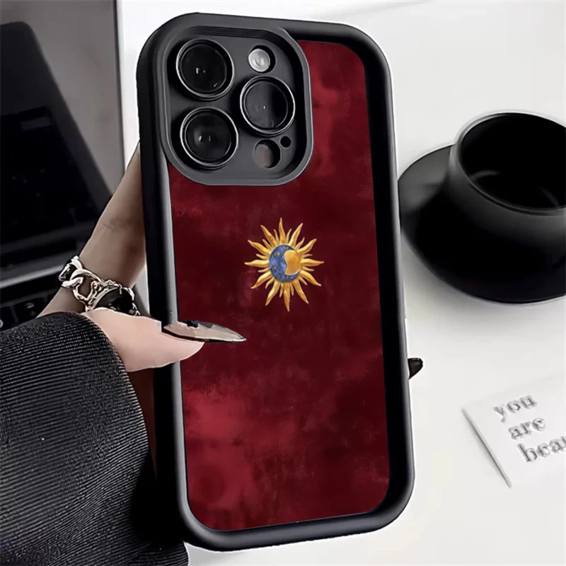 Minimalist Sun Moon Pattern Silicone Phone Case Cover