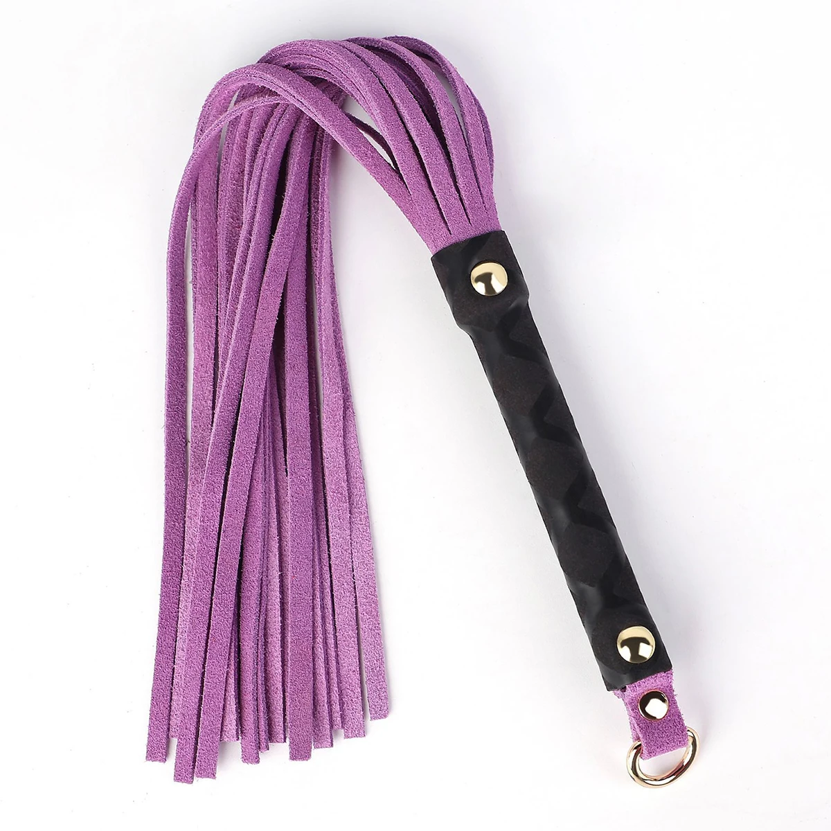 39CM Premium Genuine Leather Suede Flogger Horse Training Crop Whip Suede Leather Covered Handle 3