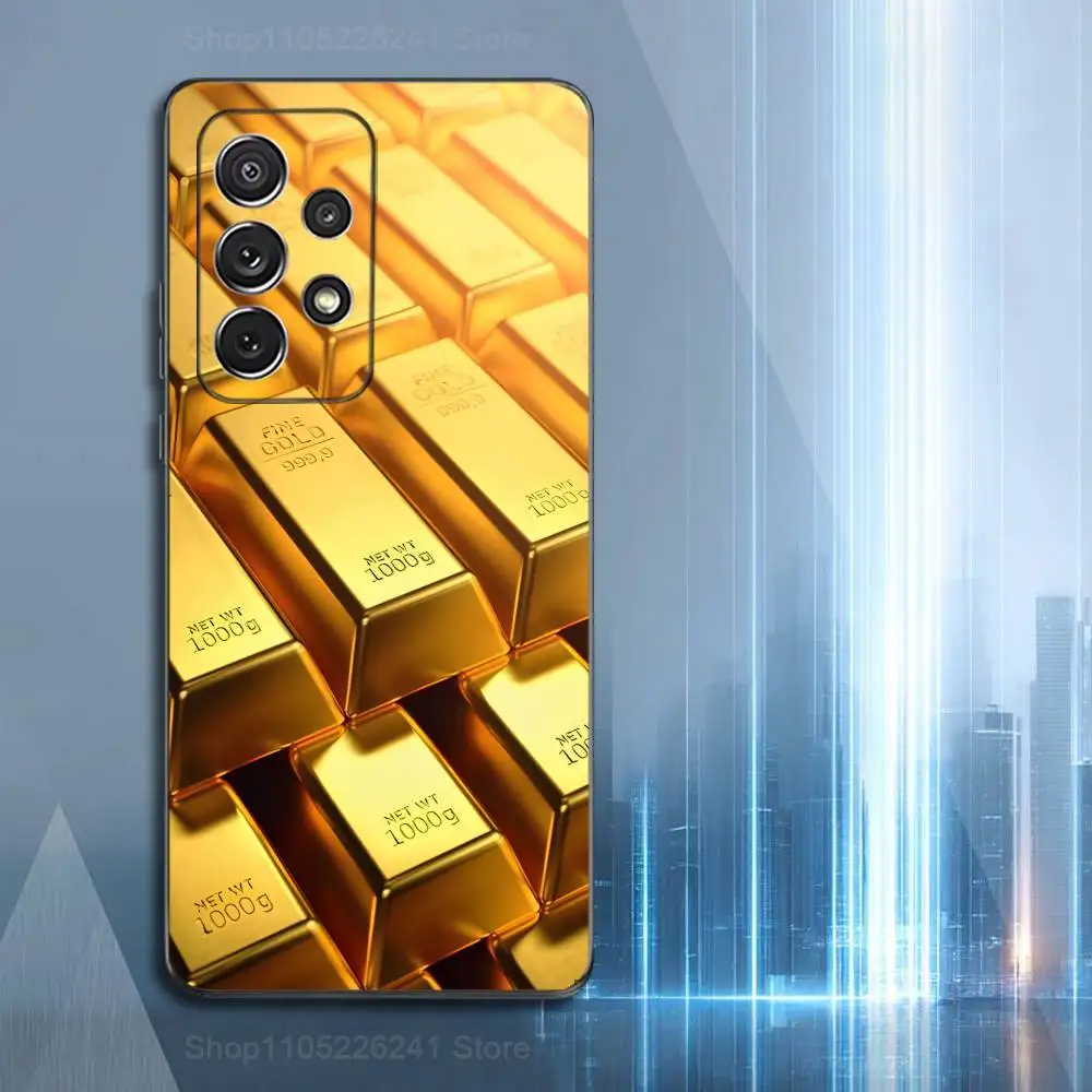 Luxurious Dazzling Gold Silicone Phone Case in Sleek Black